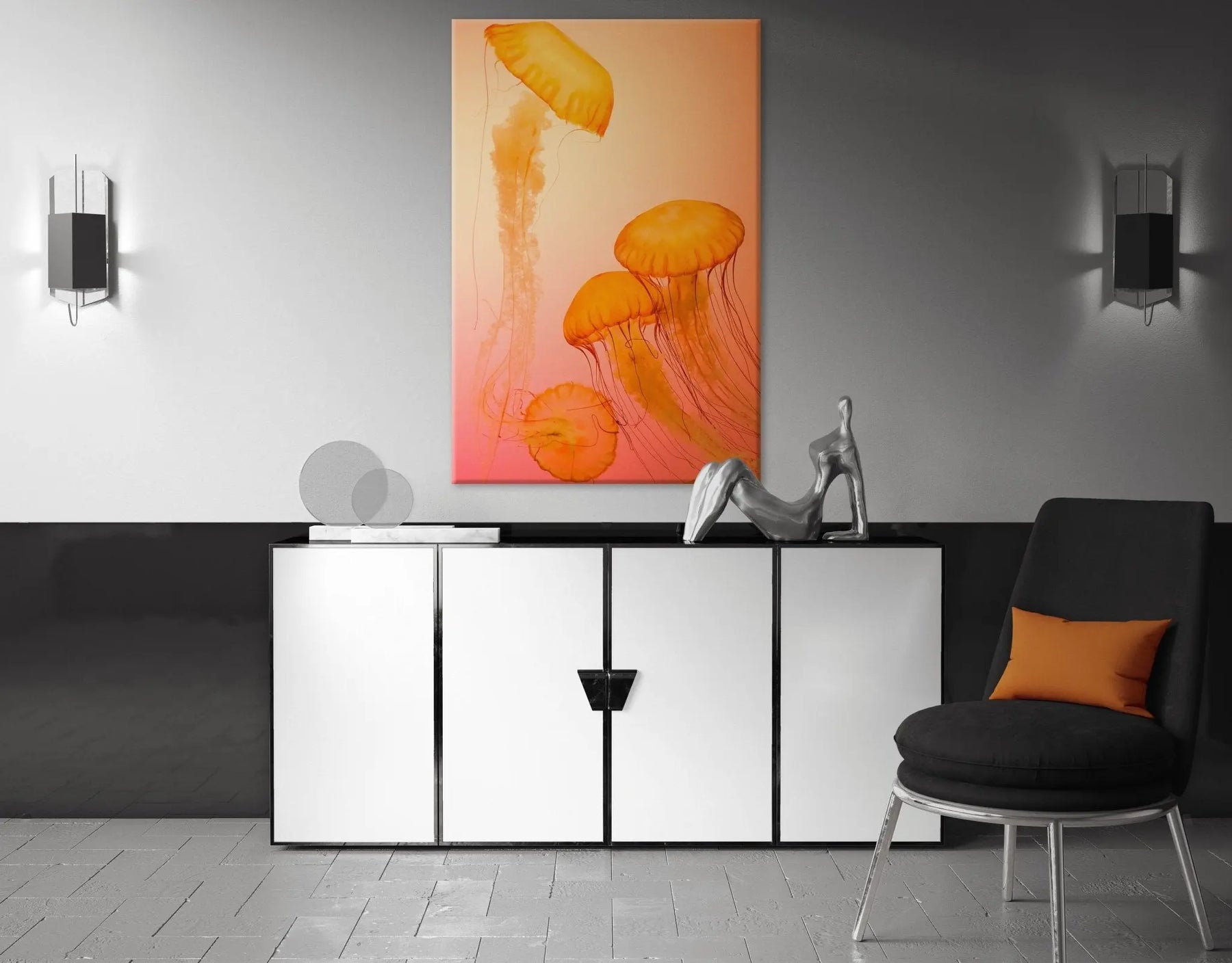 "FIRE ORANGE JELLYFISH" - Art For Everyone